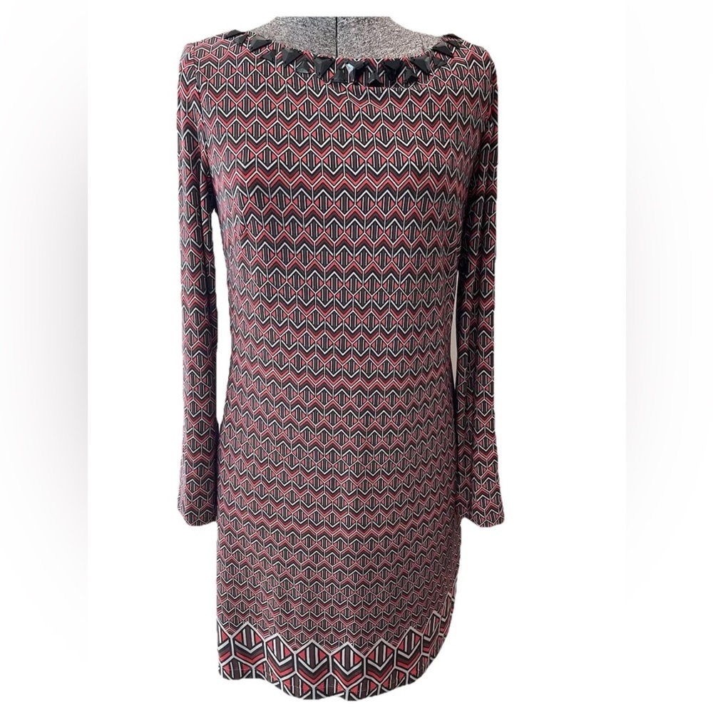 Vince Camuto fall color chevron pattern‎ pencil zipper back dress size 8-EUC